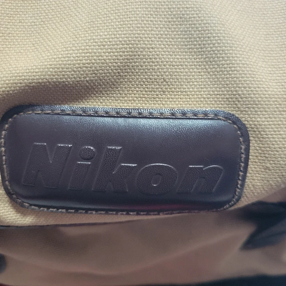 Nikon Beige Canvas Camera Bag with Leather Trim